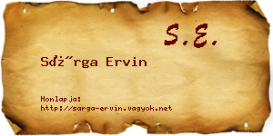 Sárga Ervin névjegykártya
